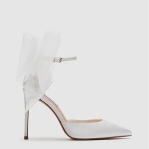 White satin Steve Madden heels